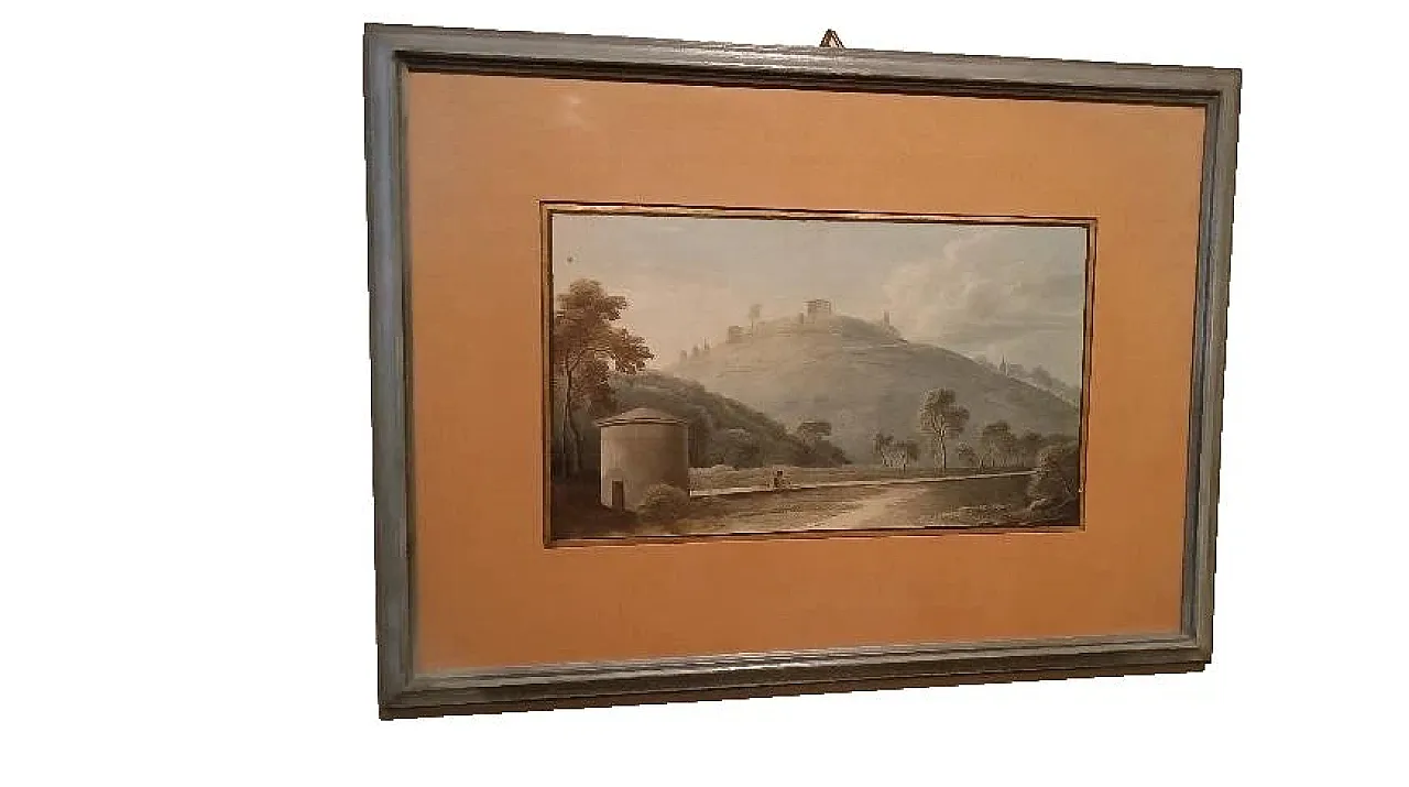 Framed landscape painting, 19th century 1