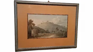 Framed landscape painting, 19th century