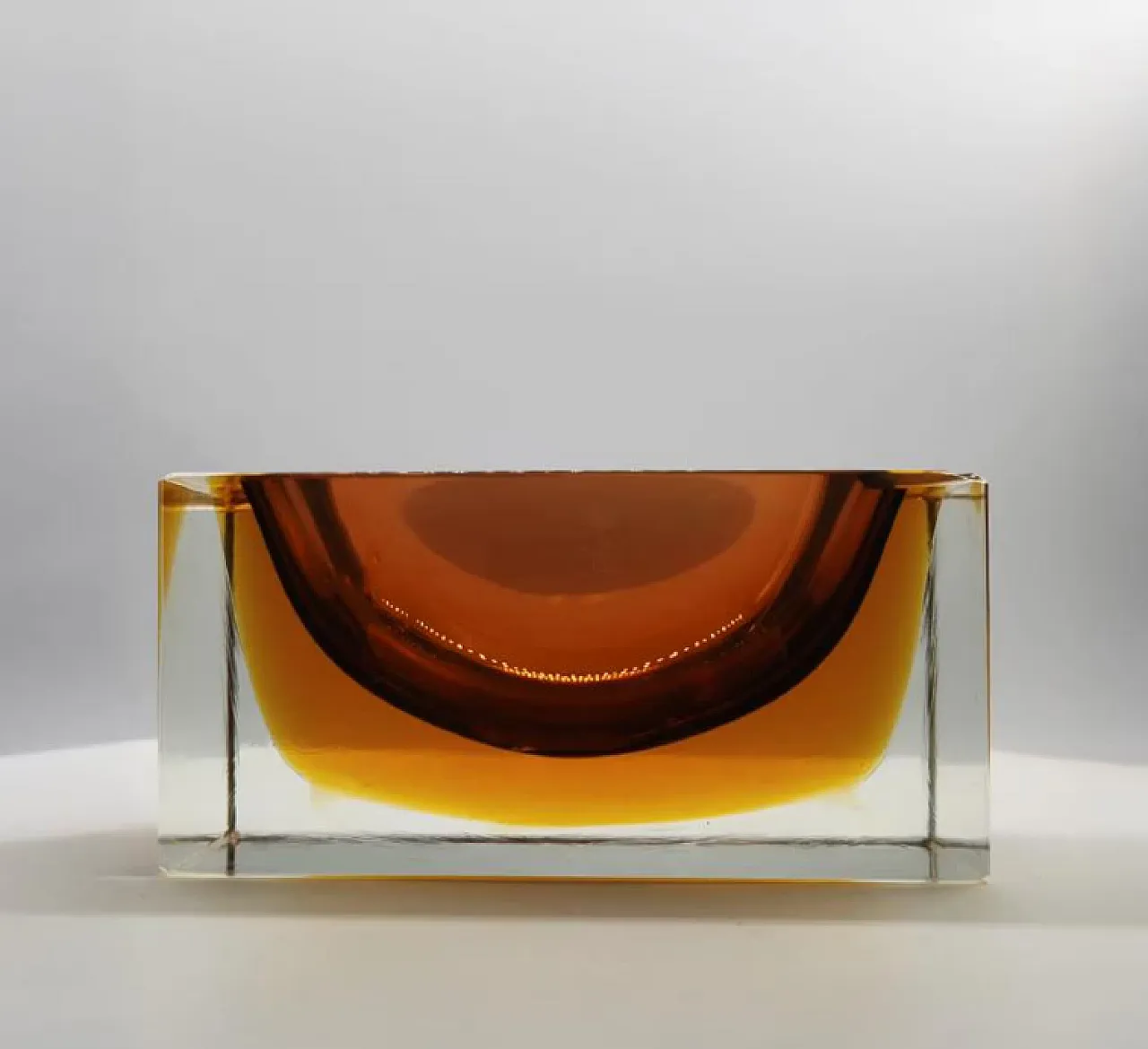 Rectangular amber glass vase by Flavio Poli for Seguso, 1960s 1