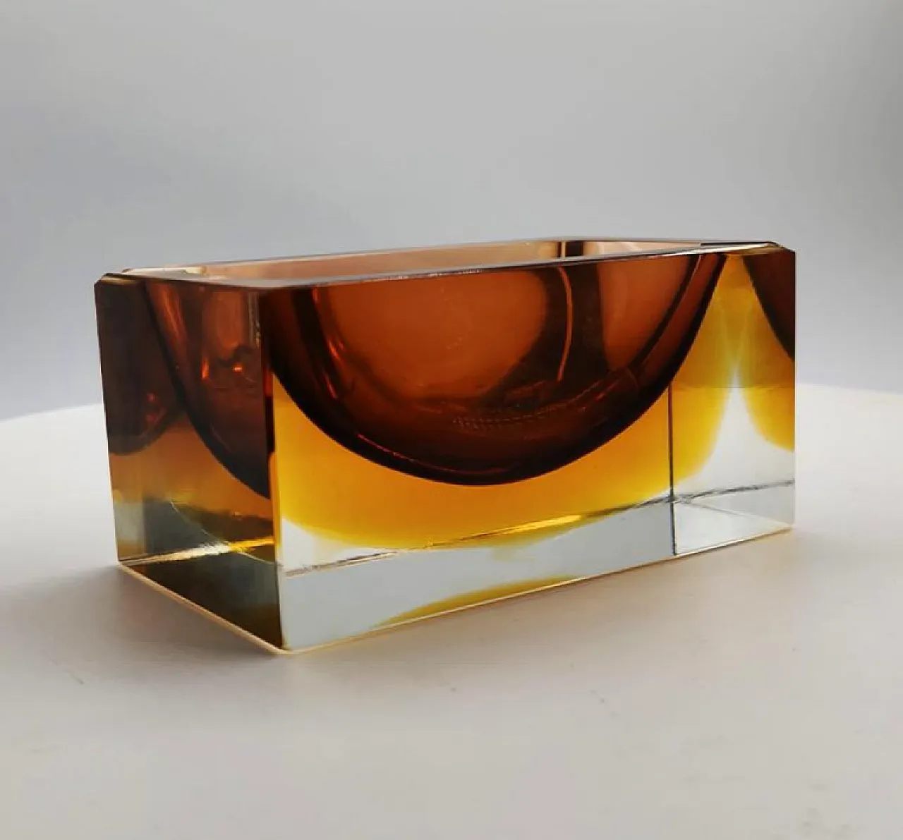 Rectangular amber glass vase by Flavio Poli for Seguso, 1960s 2