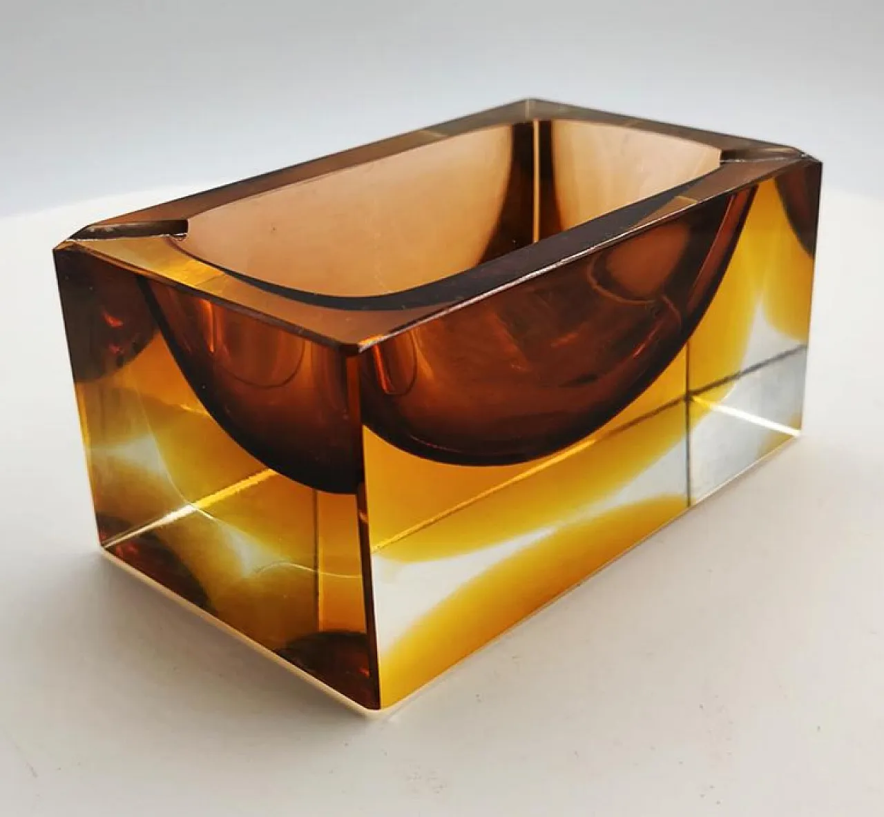 Rectangular amber glass vase by Flavio Poli for Seguso, 1960s 3