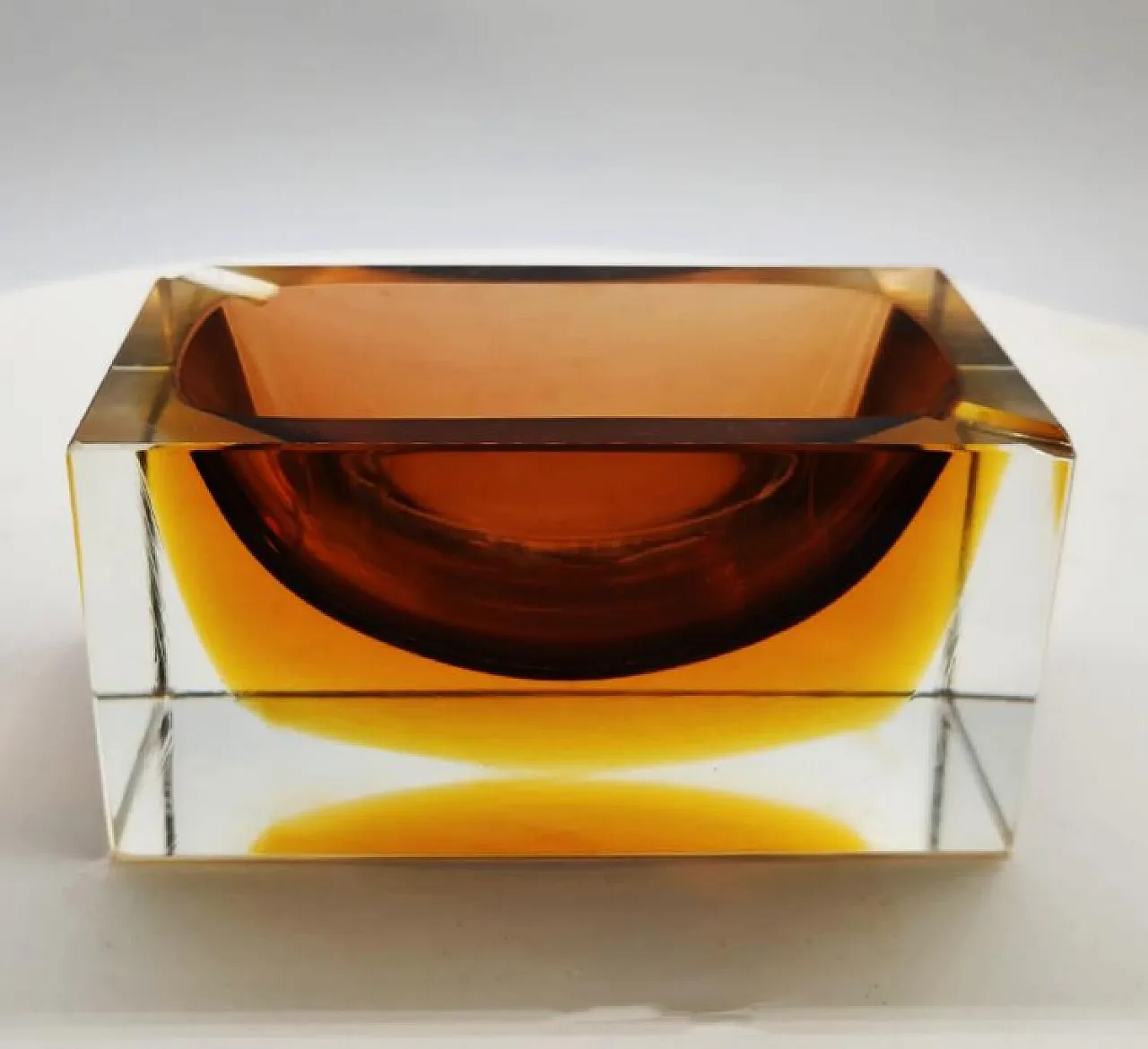 Rectangular amber glass vase by Flavio Poli for Seguso, 1960s 4