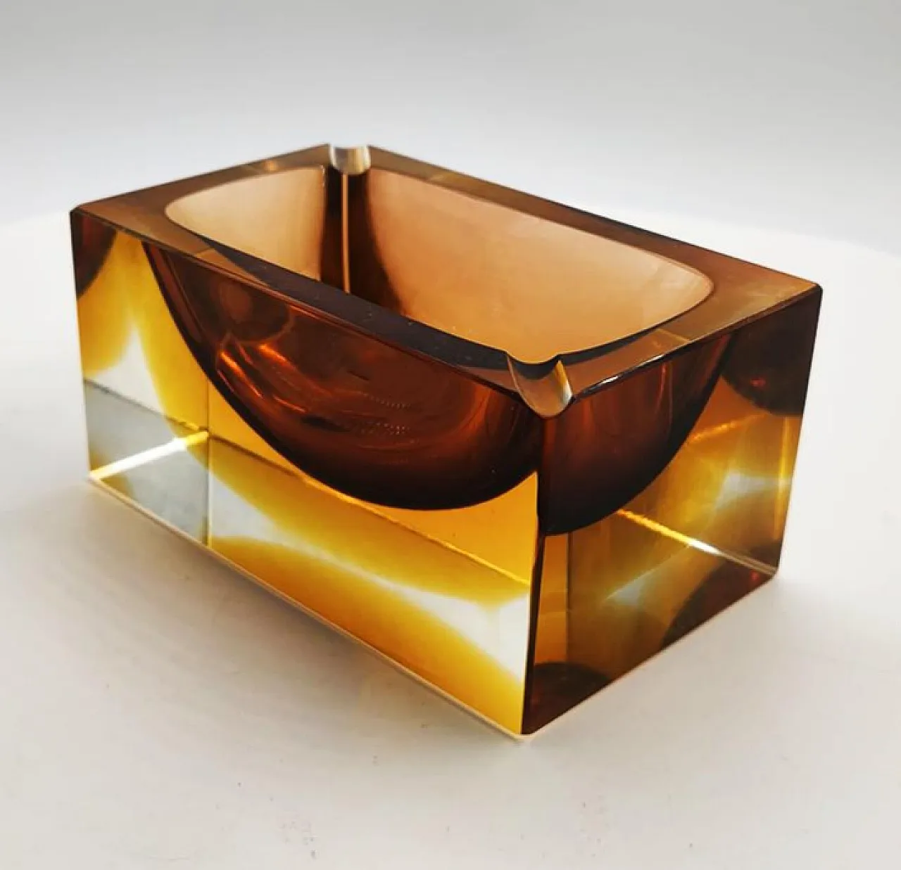 Rectangular amber glass vase by Flavio Poli for Seguso, 1960s 5