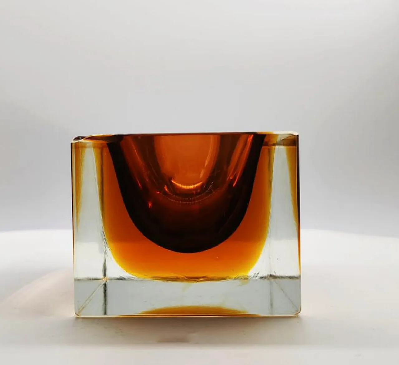 Rectangular amber glass vase by Flavio Poli for Seguso, 1960s 6