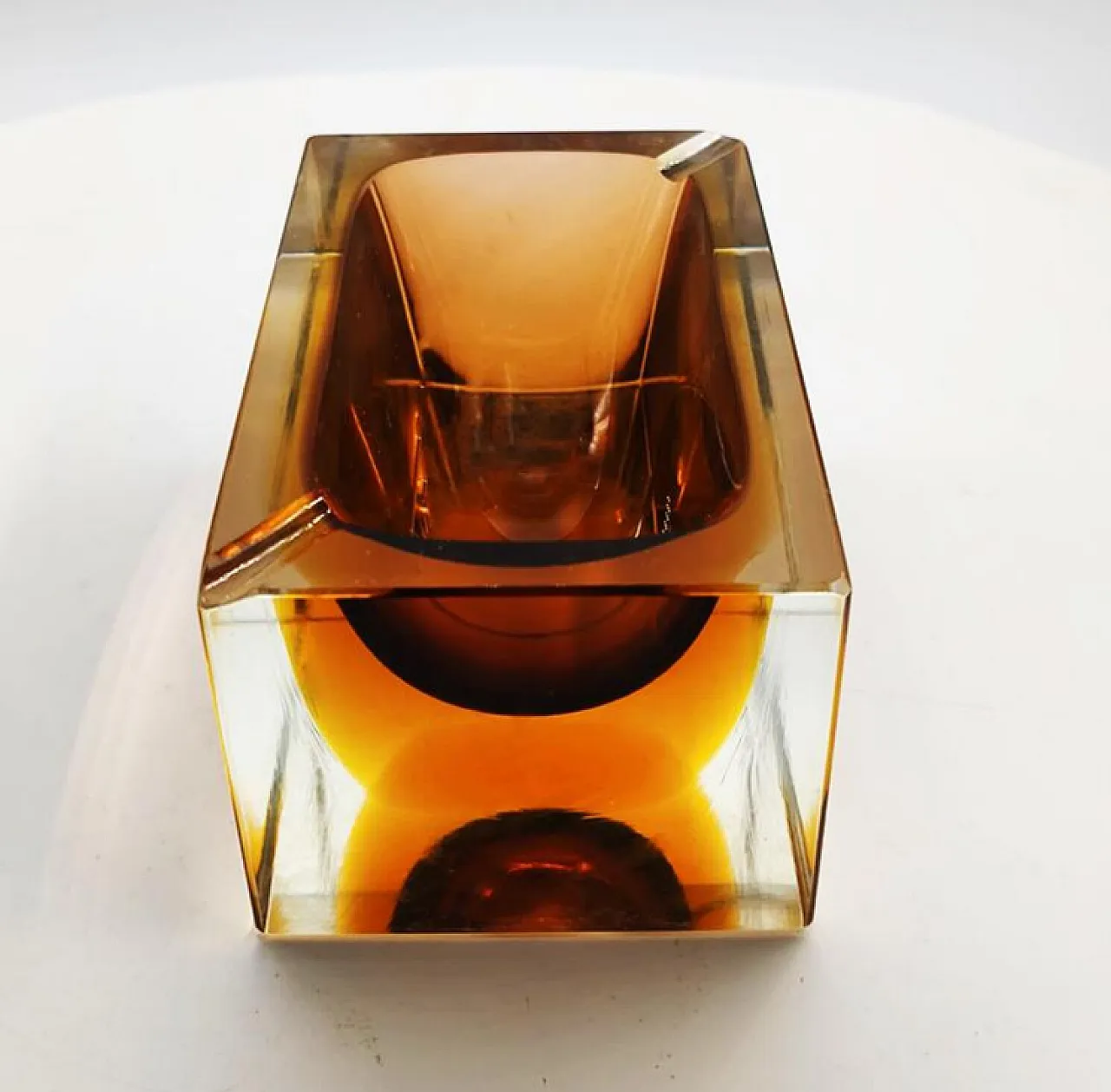 Rectangular amber glass vase by Flavio Poli for Seguso, 1960s 7