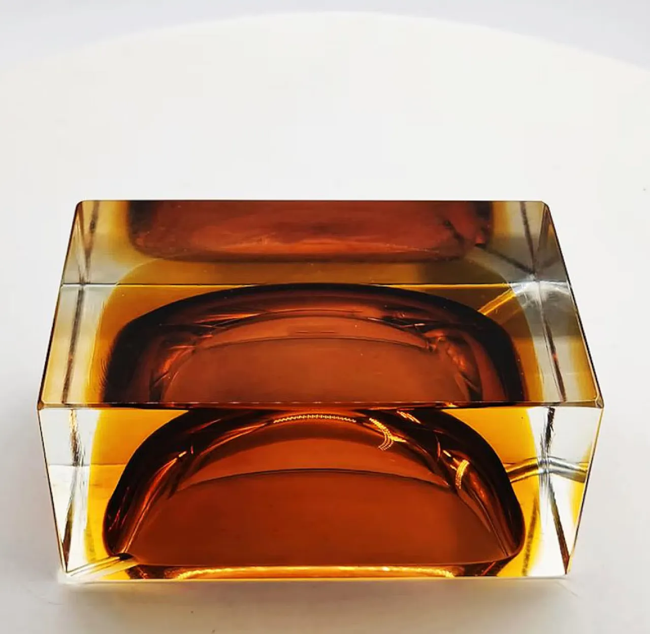 Rectangular amber glass vase by Flavio Poli for Seguso, 1960s 9