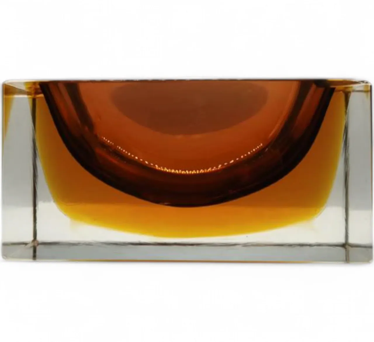 Rectangular amber glass vase by Flavio Poli for Seguso, 1960s 10