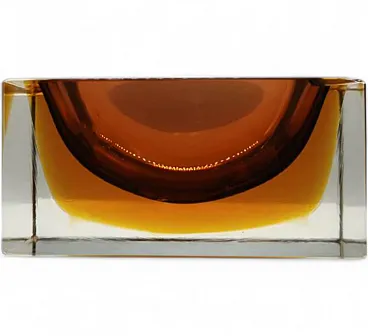 Rectangular amber glass vase by Flavio Poli for Seguso, 1960s
