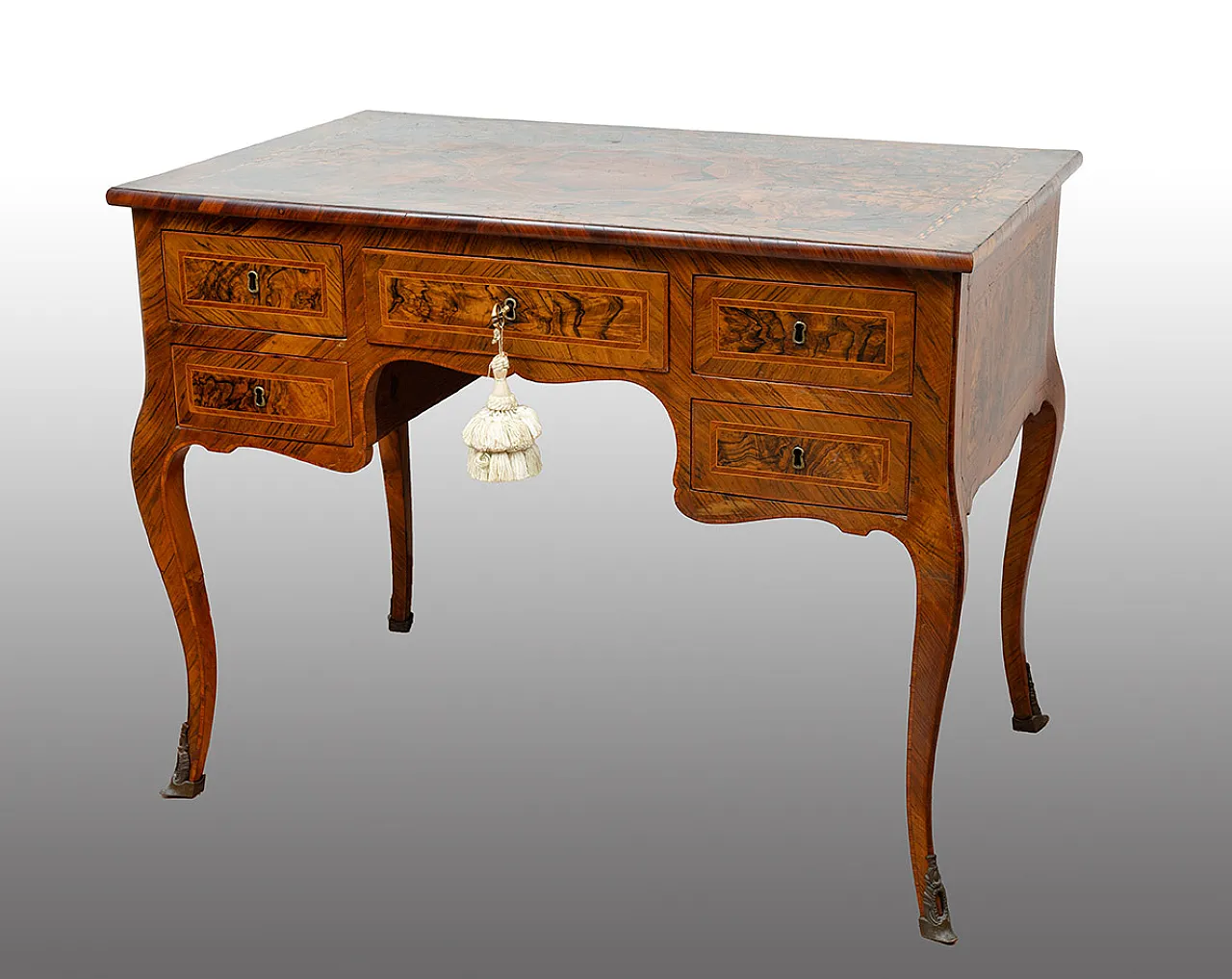 Neapolitan Louis XIV / Louis XVI  desk in wood root, 19th century 1