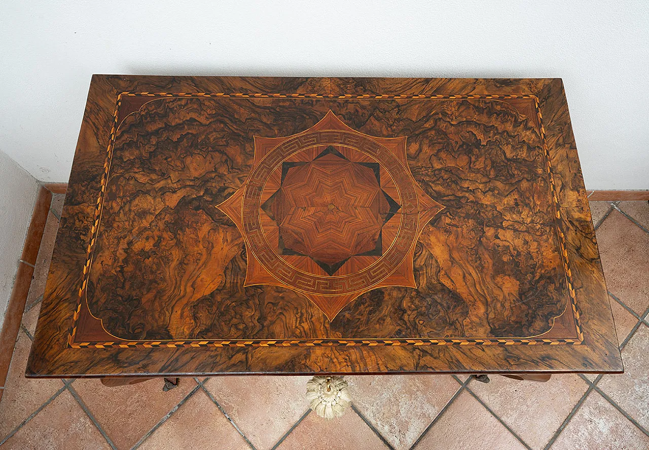 Neapolitan Louis XIV / Louis XVI  desk in wood root, 19th century 2