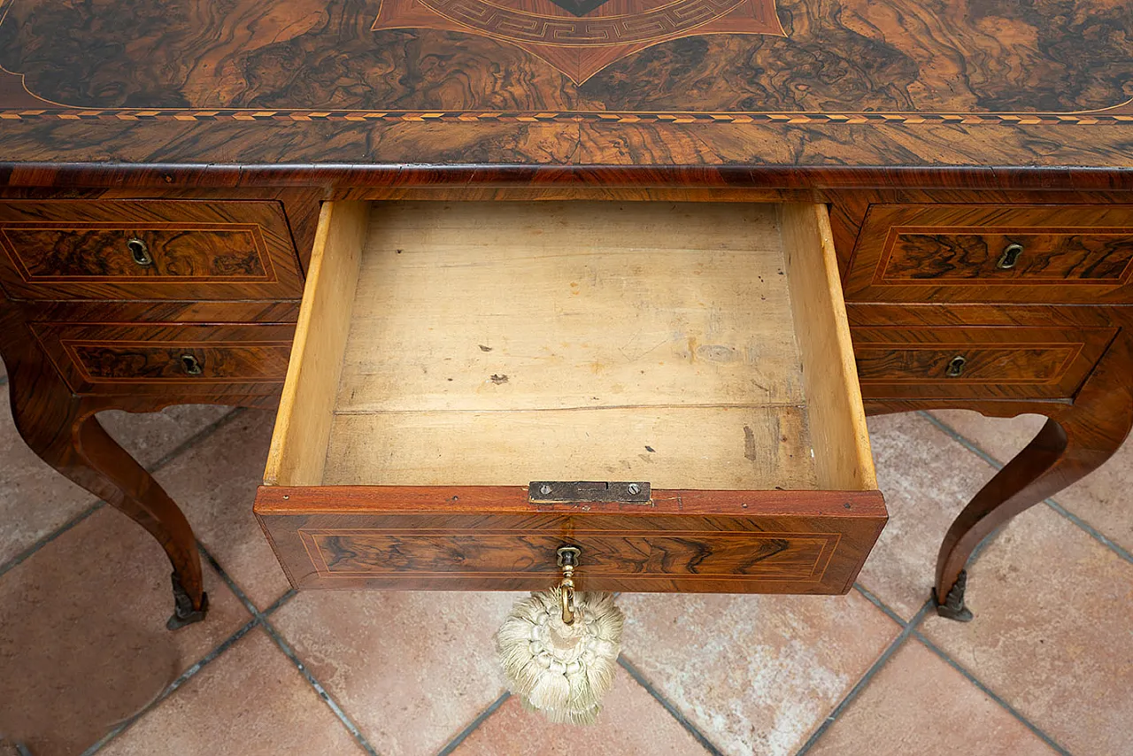 Neapolitan Louis XIV / Louis XVI  desk in wood root, 19th century 4