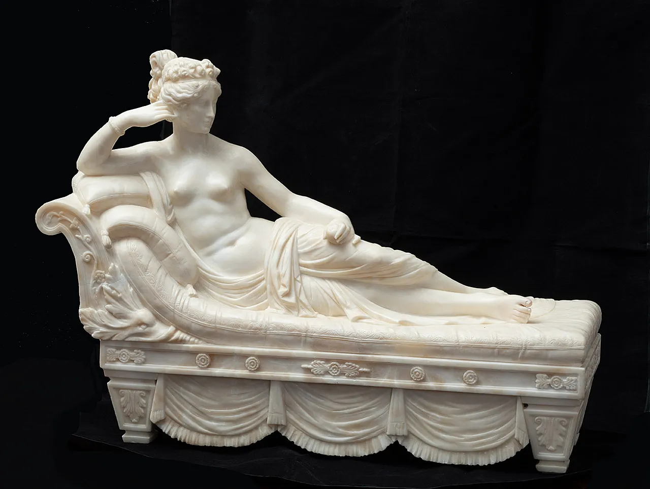 Paolina Buonaparte, Neoclassical sculpture in alabaster, 19th c. 7