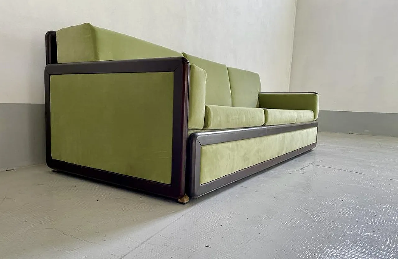 Sculptural 3 seater sofa green velvet, 1960s 3