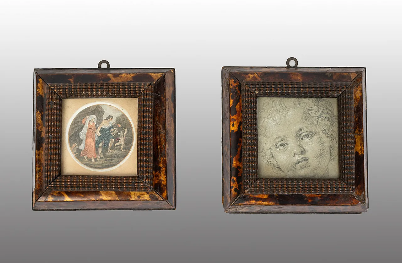 Two Neapolitan miniatures drawings with frames, 19th century 1