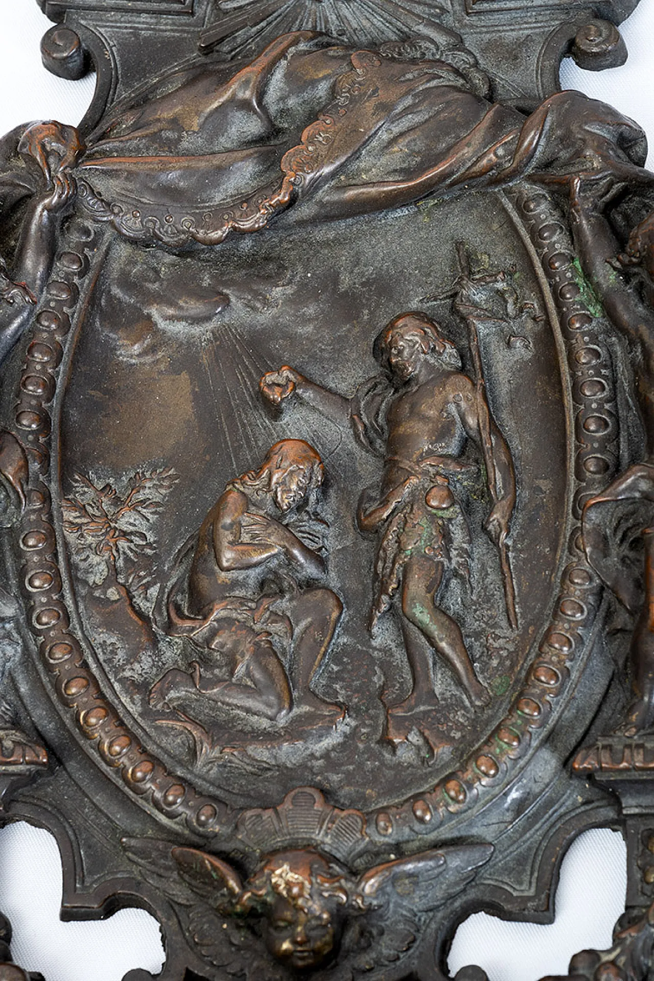 Embossed copper stoup depicting the Baptism of Christ, 19th c. 4