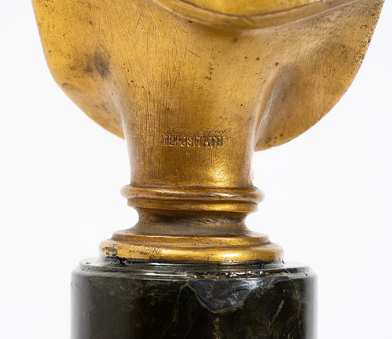 Ancient gilded bronze sculpture depicting Napoleon resting on b 3