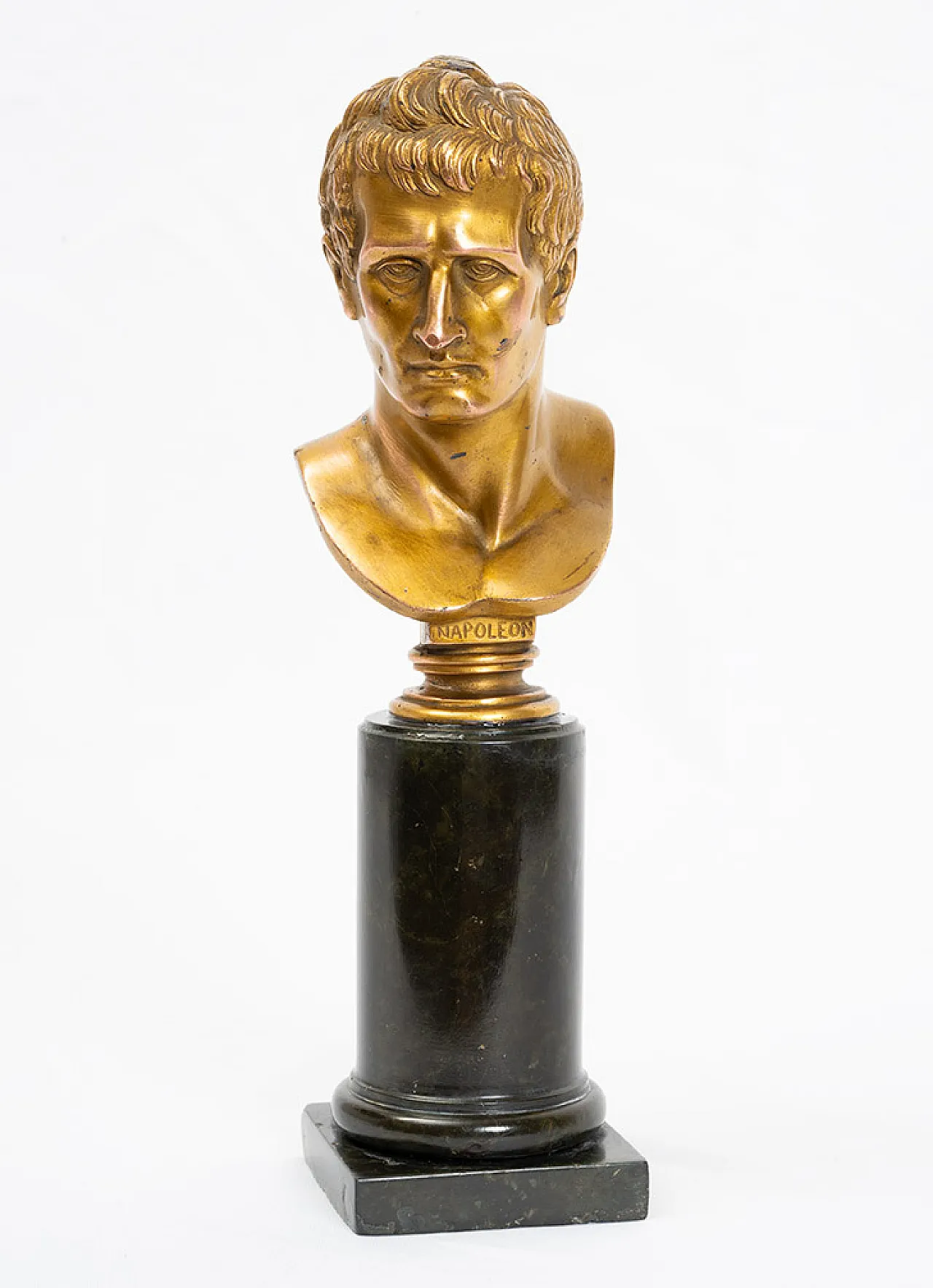 Ancient gilded bronze sculpture depicting Napoleon resting on b 4
