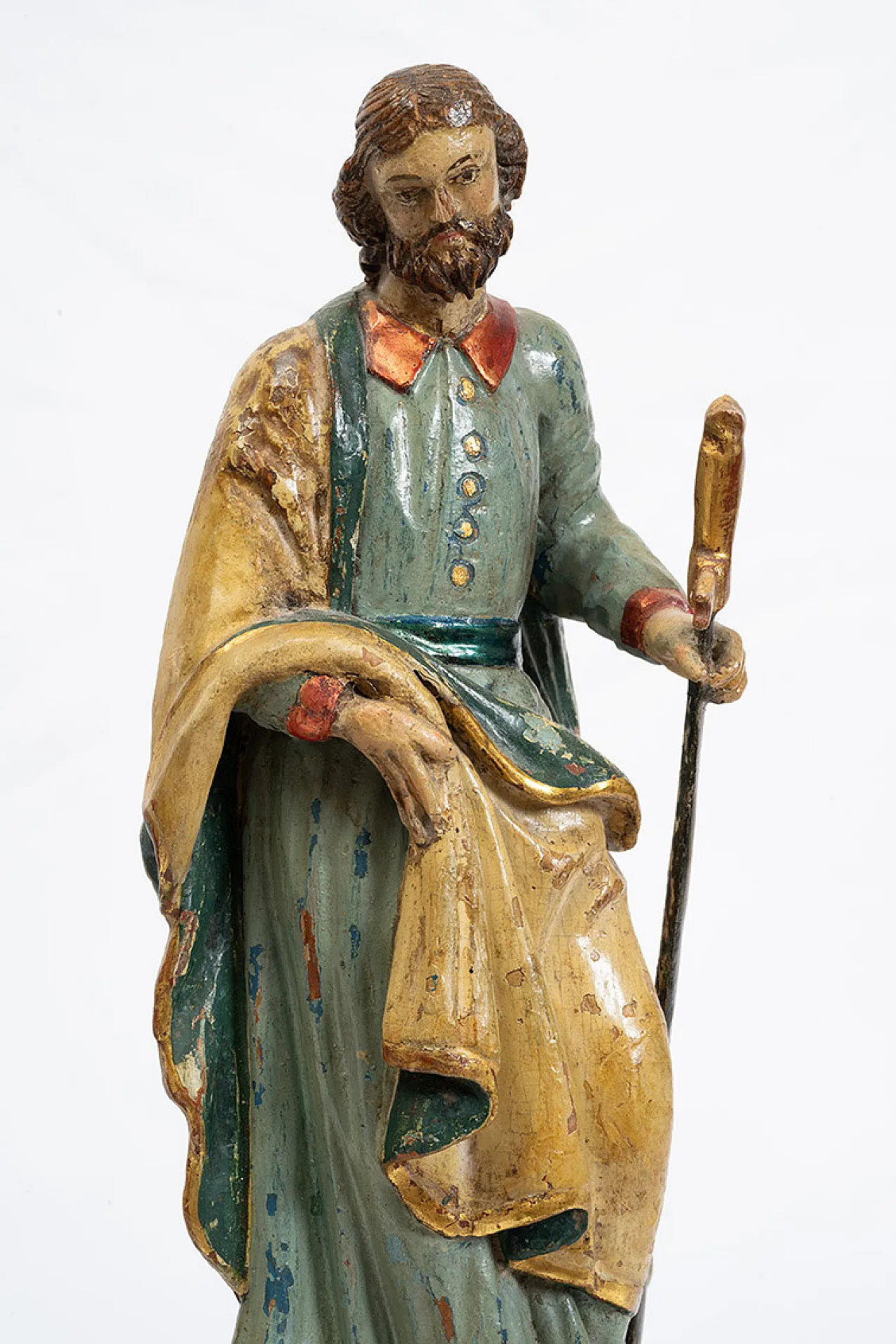 Pair of polychrome wooden sculptures with Saint Peter, 18th century 3
