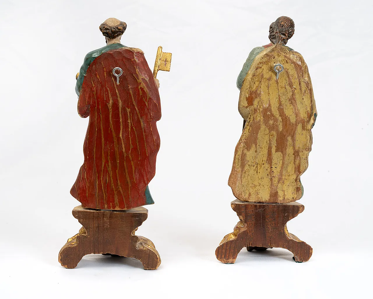 Pair of polychrome wooden sculptures with Saint Peter, 18th century 4