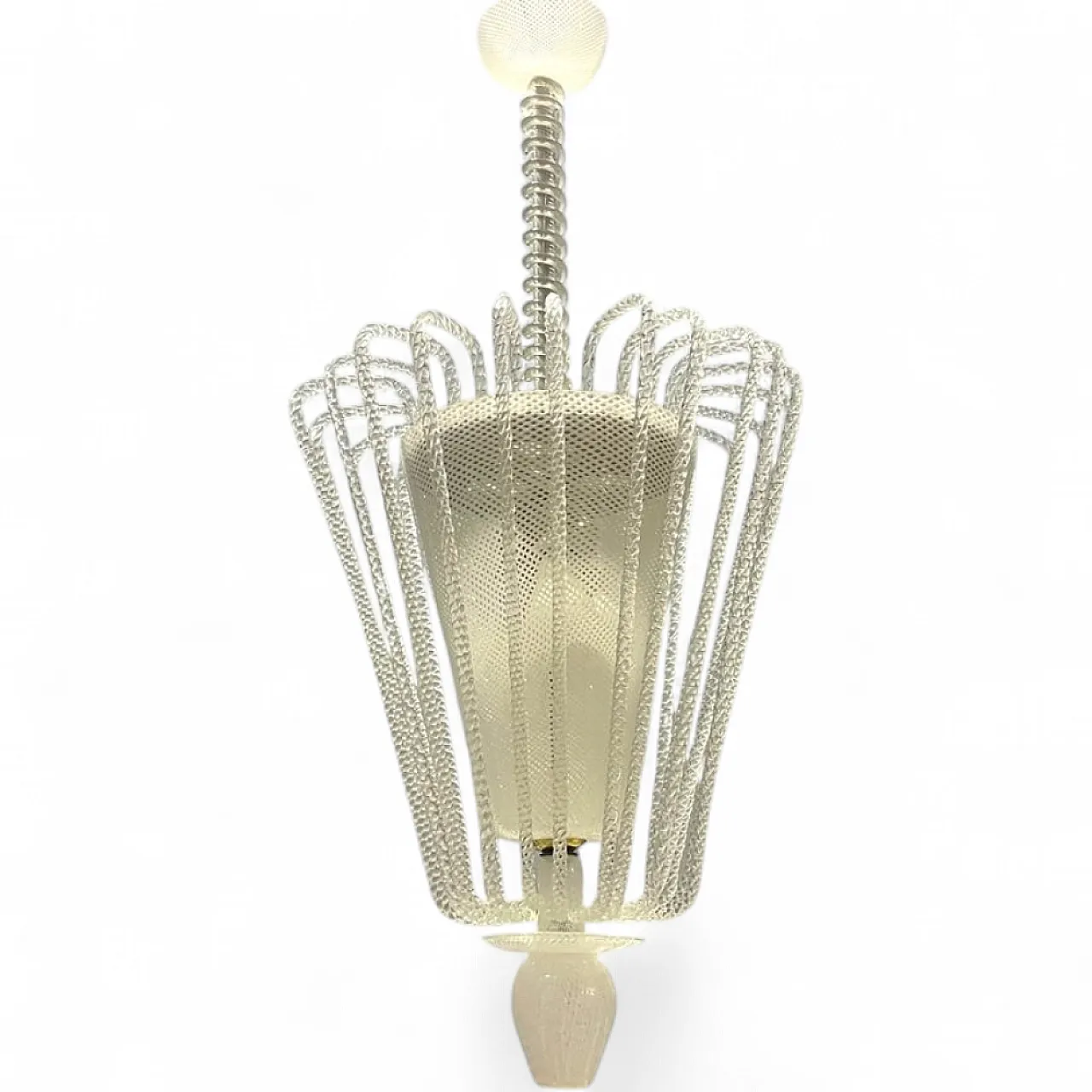 Reticello pendant lamp in Murano glass, 1940s 21
