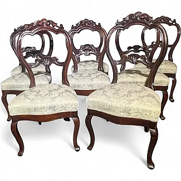 8 walnut Louis Philippe chairs, 1860s