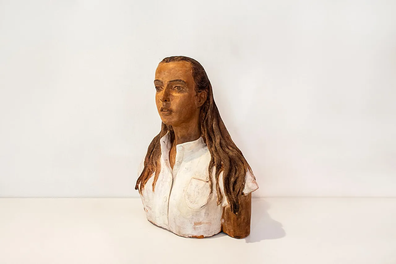 Busto scultoreo in terracotta, artista italiano, anni '70 2