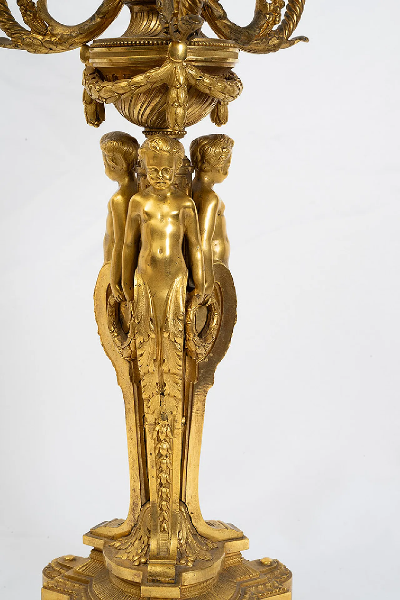 Pair Napoleon III candelabra/Flambeaux in gilt bronze, '800 2