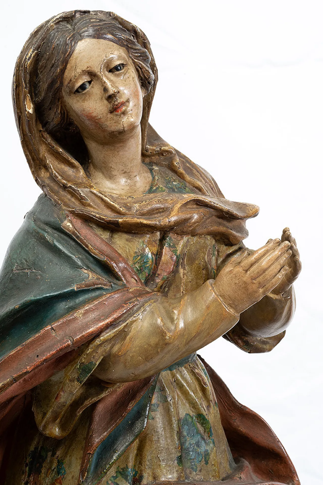 Neapolitan sculpture in polychrome wood the Madonna Immacolata 4