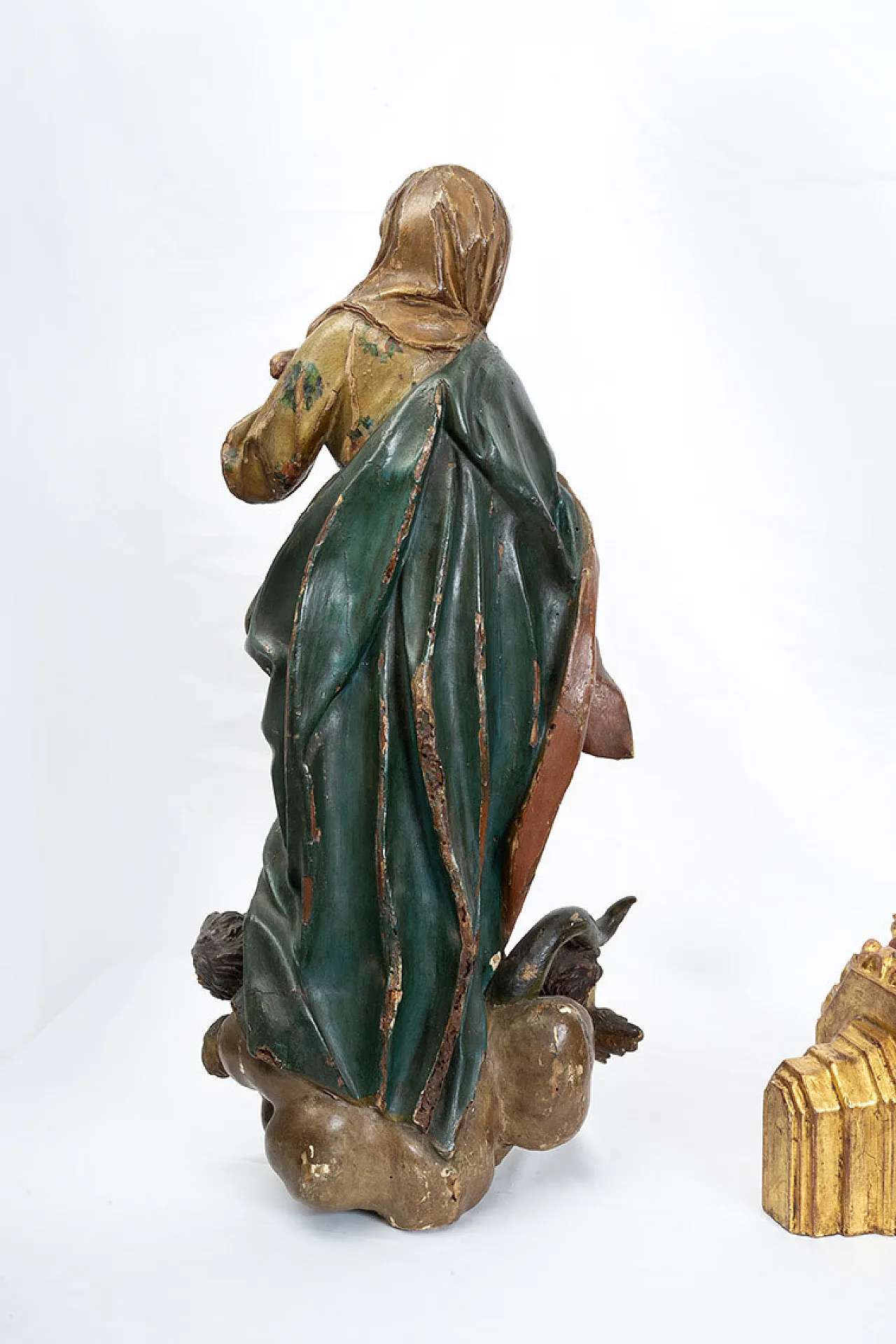 Neapolitan sculpture in polychrome wood the Madonna Immacolata 7
