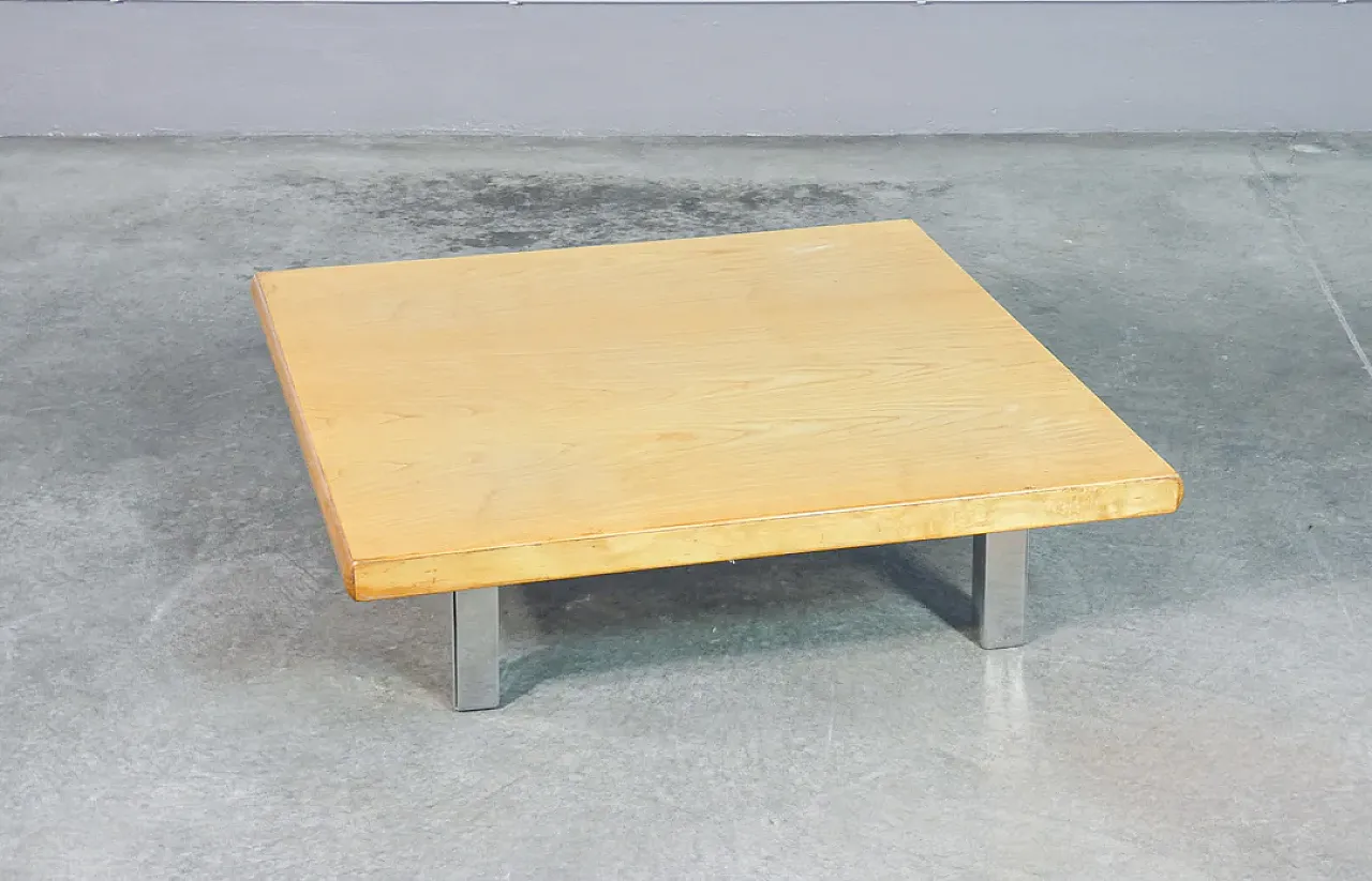 Wooden and chrome-plated metal coffee table by Saporiti, 1970s 7
