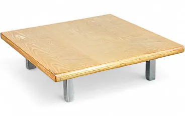 Wooden and chrome-plated metal coffee table by Saporiti, 1970s