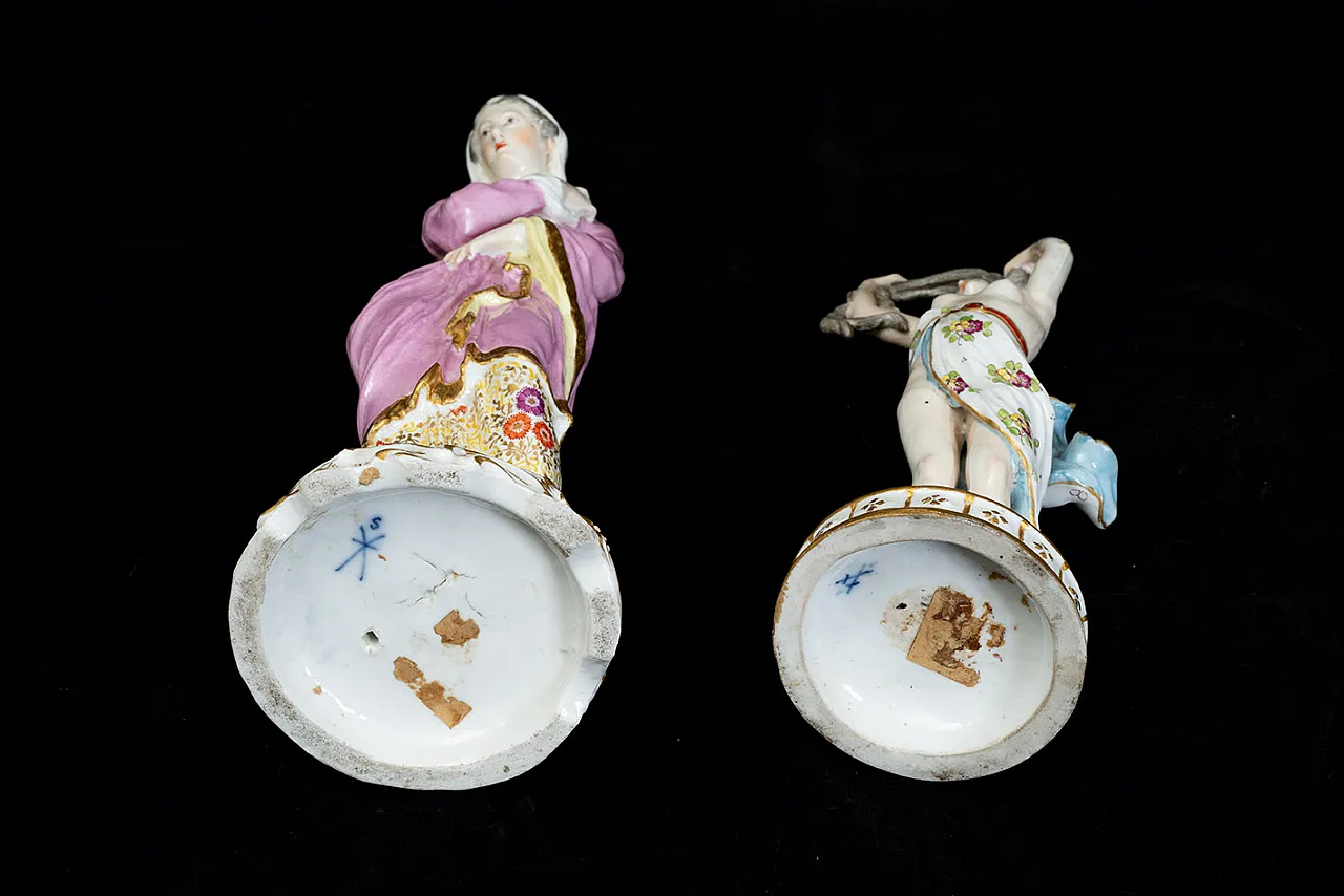 Pair of Meissen polychrome porcelain figurine, '800 5