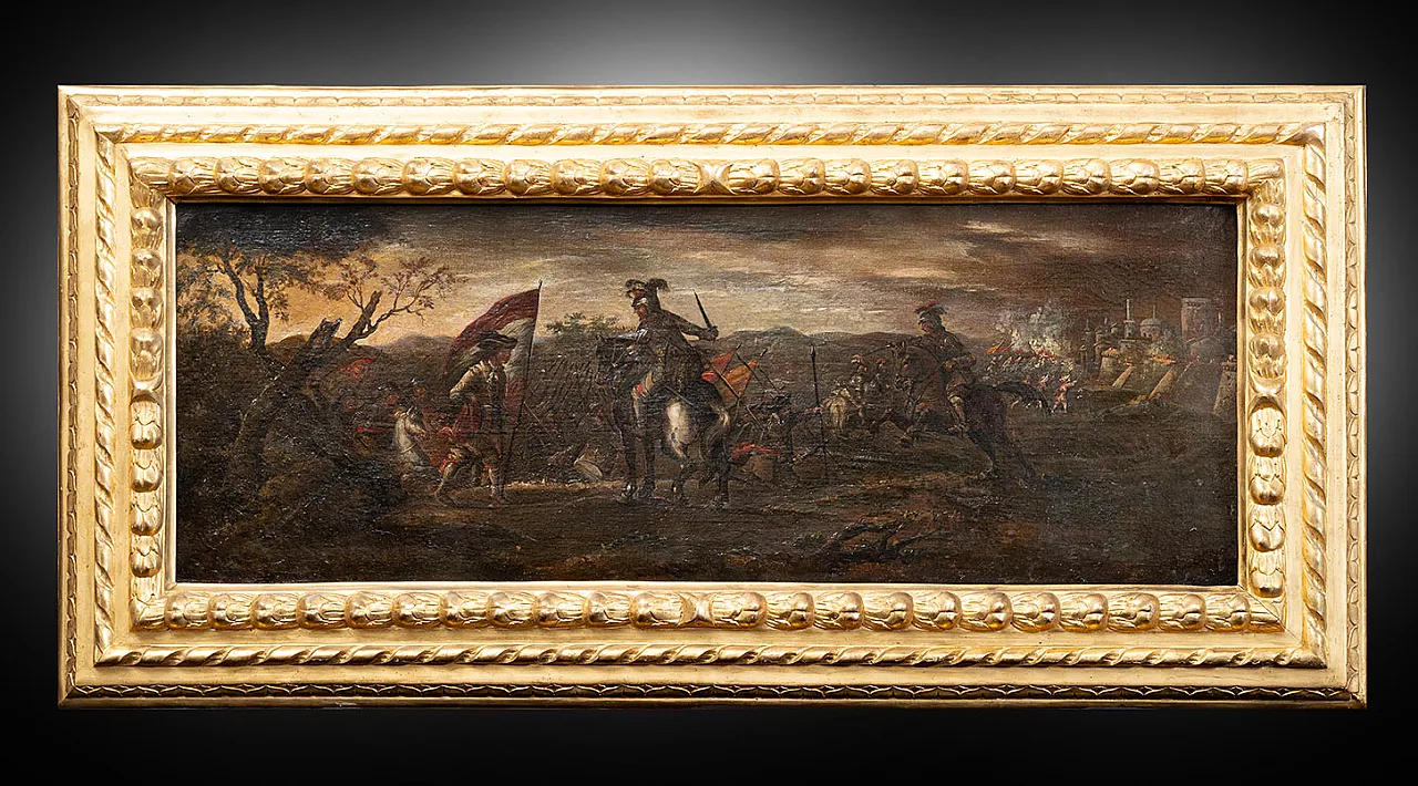 Turks and Christian battle, oil painting on canvas, 18th century 1