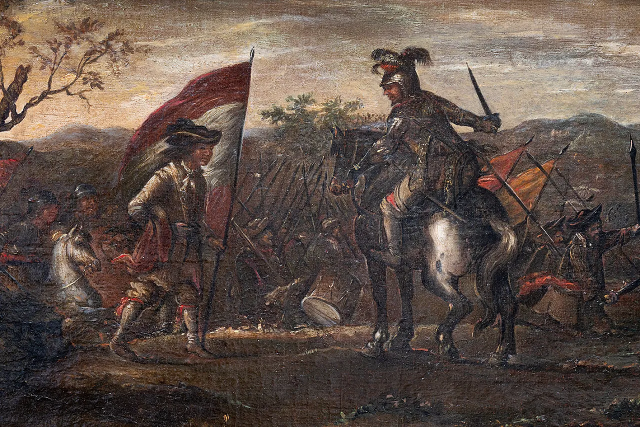 Turks and Christian battle, oil painting on canvas, 18th century 2