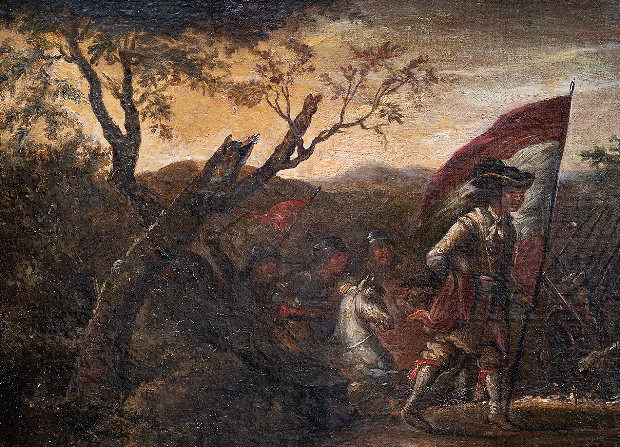 Turks and Christian battle, oil painting on canvas, 18th century 4