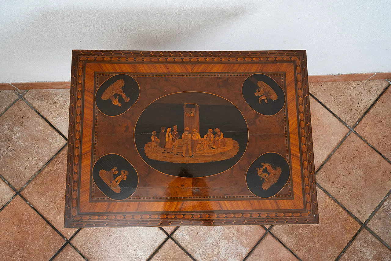 Sorrento coffee table in precious exotic woods, 19th century 2