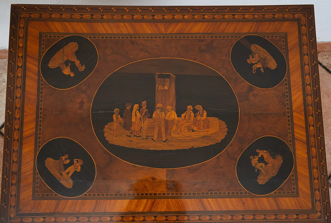 Sorrento coffee table in precious exotic woods, 19th century 3