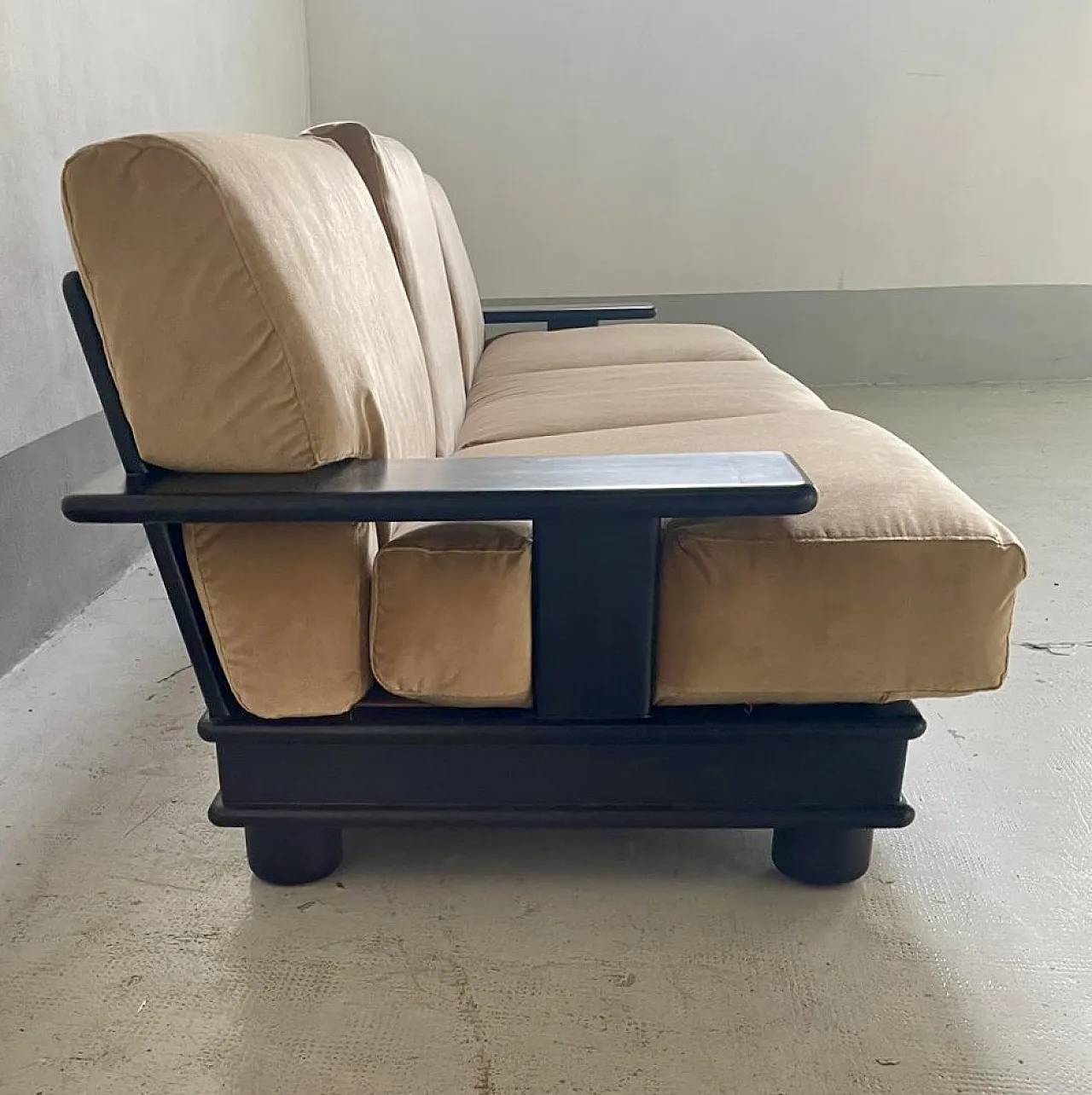 3 Seater Sofa Set with 2 armchairs in wood and velvet, 1970s 7