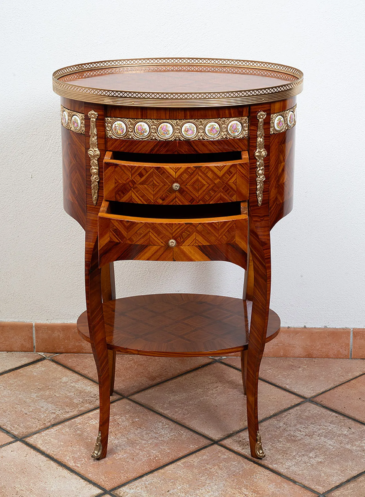 Napoleon III style bedside table in fine exotic wood, 20th century 2