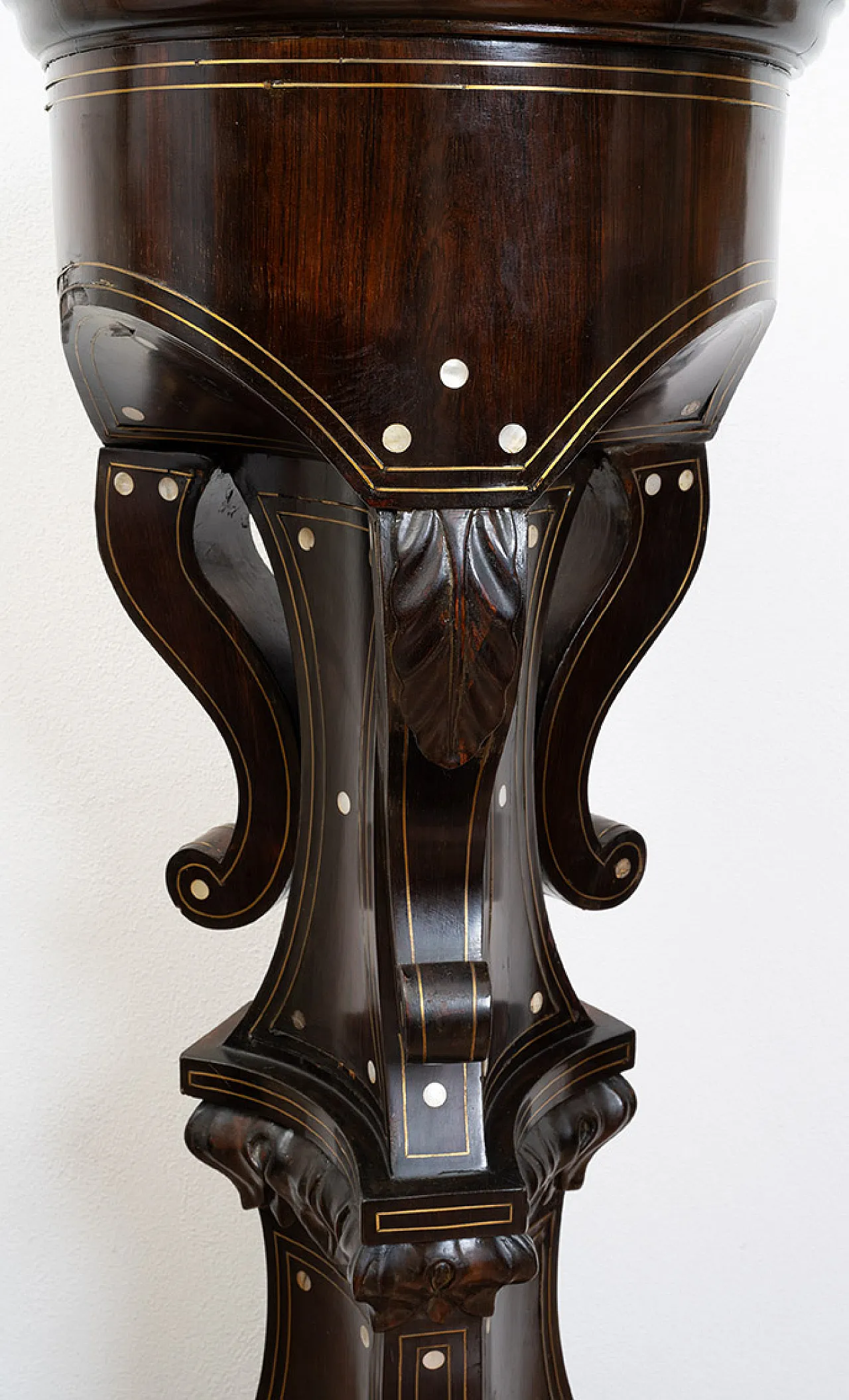 Antique Neapolitan Louis Philippe column in fine wood with inlays 4