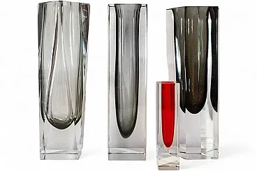 4 Sommerso vases in Murano glass by Flavio Poli, 1970s