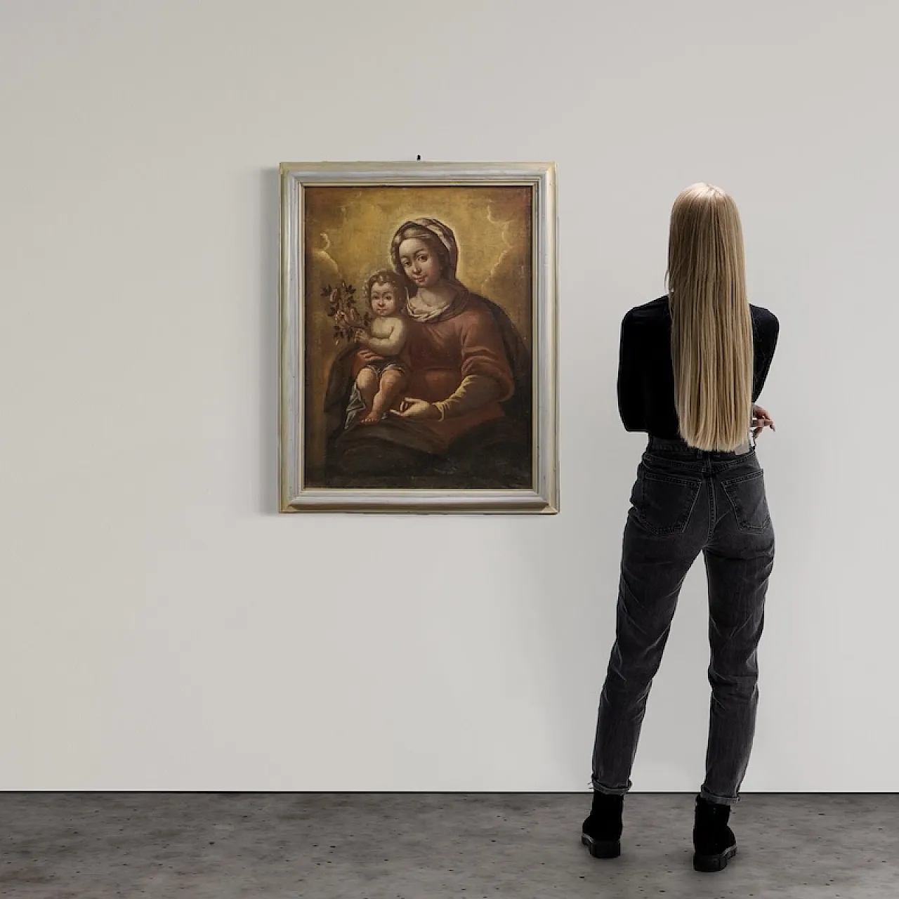 Italian painting Madonna with child, 17th century 2