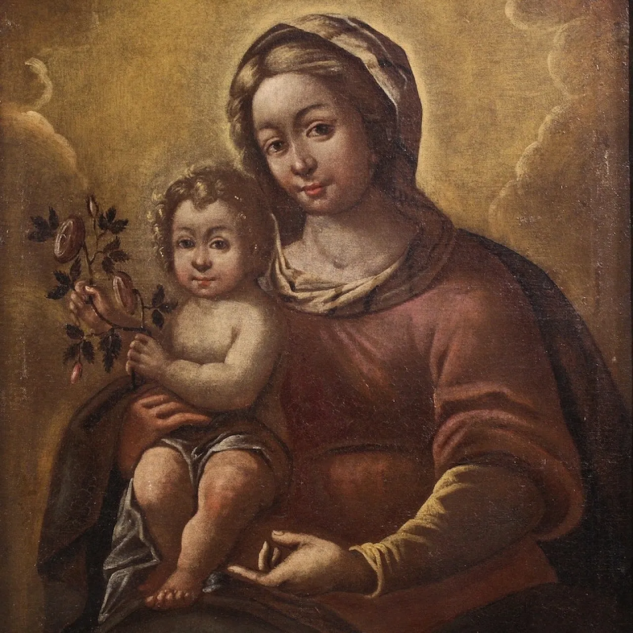 Italian painting Madonna with child, 17th century 3