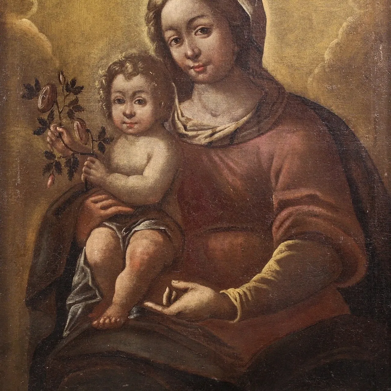 Italian painting Madonna with child, 17th century 4