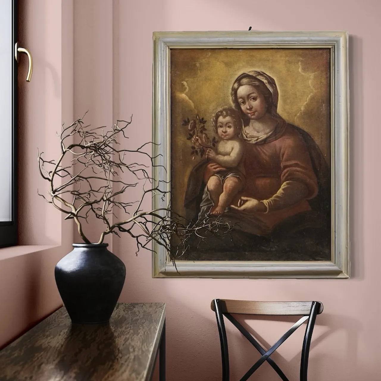 Italian painting Madonna with child, 17th century 5