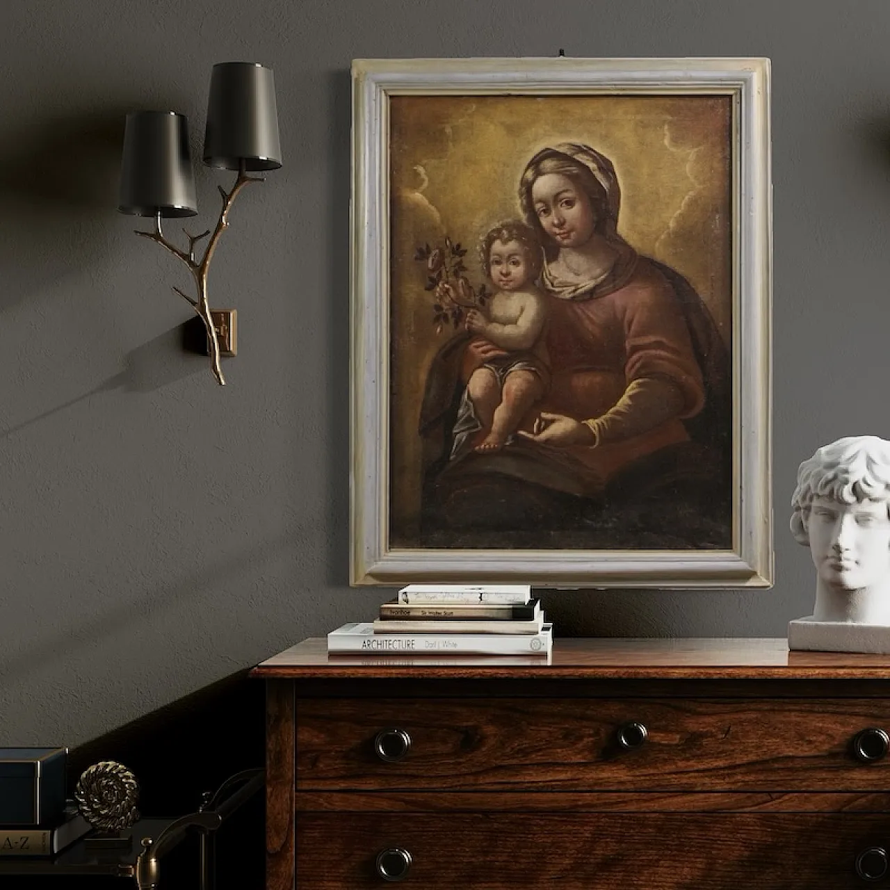 Italian painting Madonna with child, 17th century 13