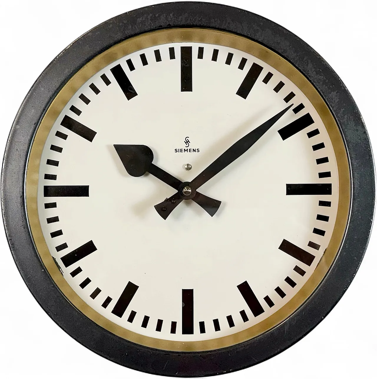 Black Industrial Factory Wall Clock from Siemens, 1950s 17