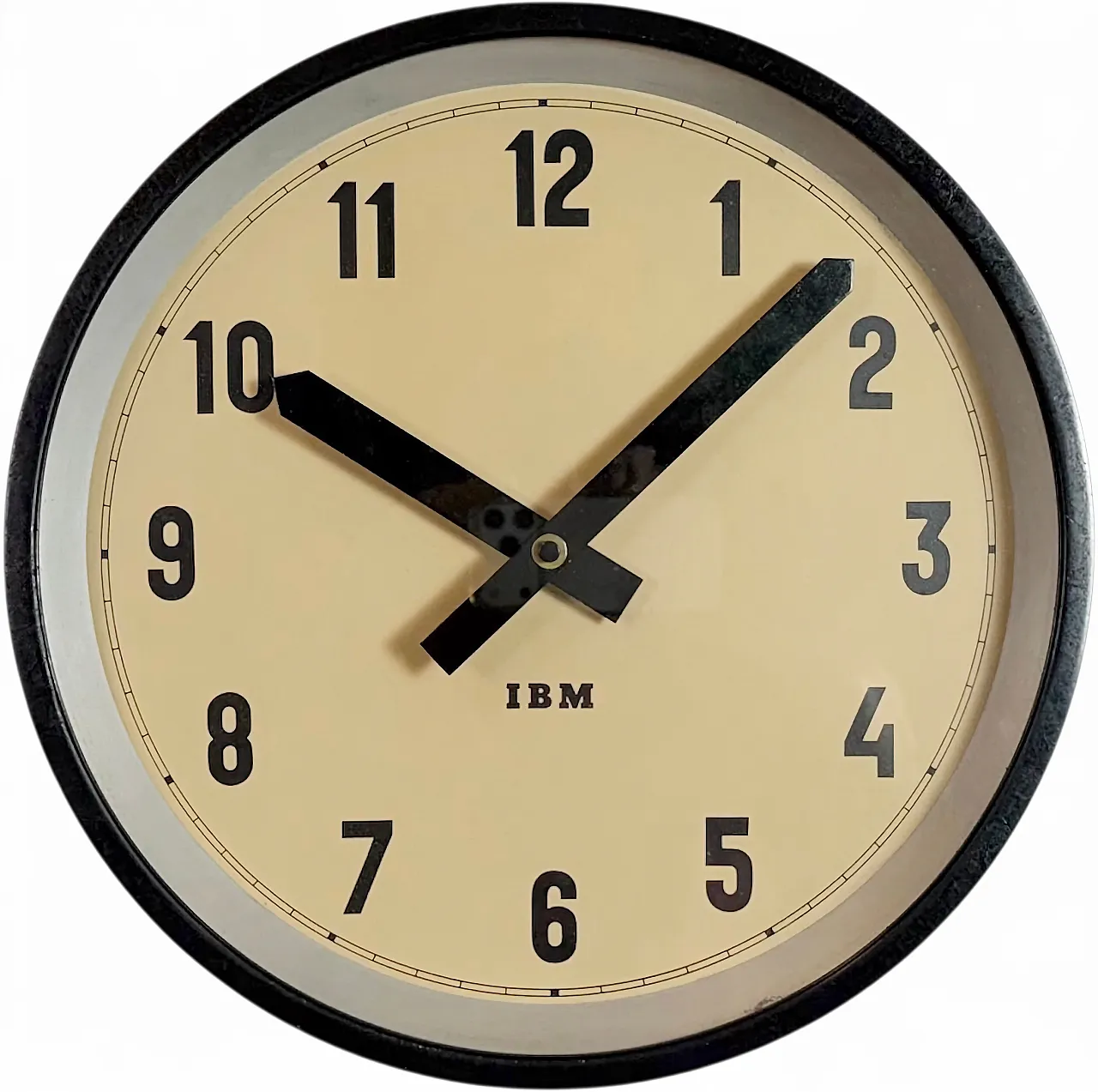 Black Industrial Factory Wall Clock from IBM, 1950s 16