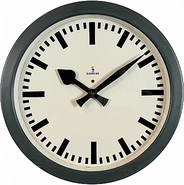 Grey Industrial Factory Wall Clock from Siemens, 1950s