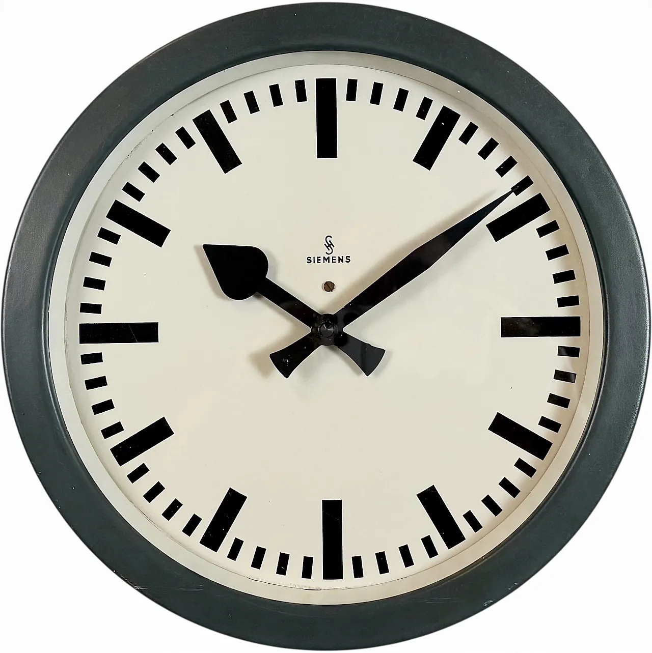 Grey Industrial Factory Wall Clock from Siemens, 1950s 18